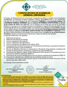 Convocatoria a Asociados de ACACEMIHA de R.L.